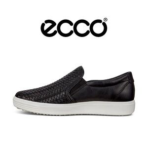 ECCO ‘Soft 7’ Black Woven Leather Slip-On Casual Sneaker - Size 8